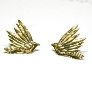 Laurel  Burch Gold Tone Pierced Earrings Bird in Flight